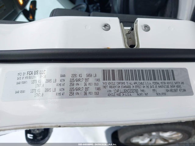2019 Jeep Cherokee Latitude Plus Fwd მანქანა იყიდება აუქციონზე, vin: 1C4PJLLB2KD232783, აუქციონის ნომერი: 44806660