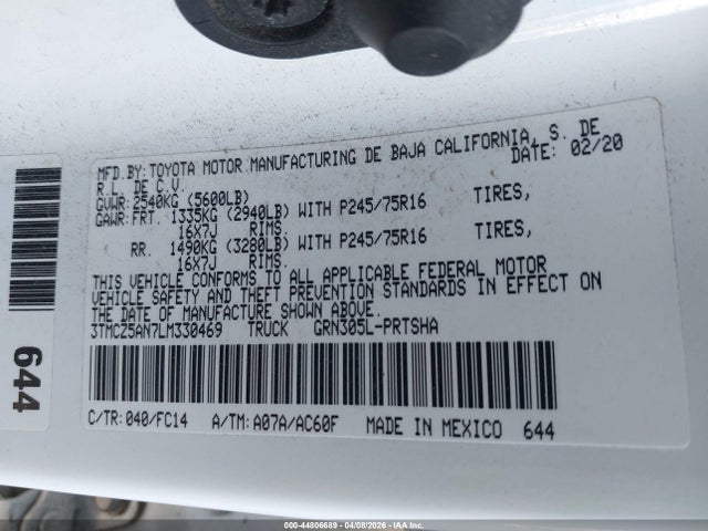 3TMCZ5AN7LM330469 Toyota Tacoma Sr5 V6