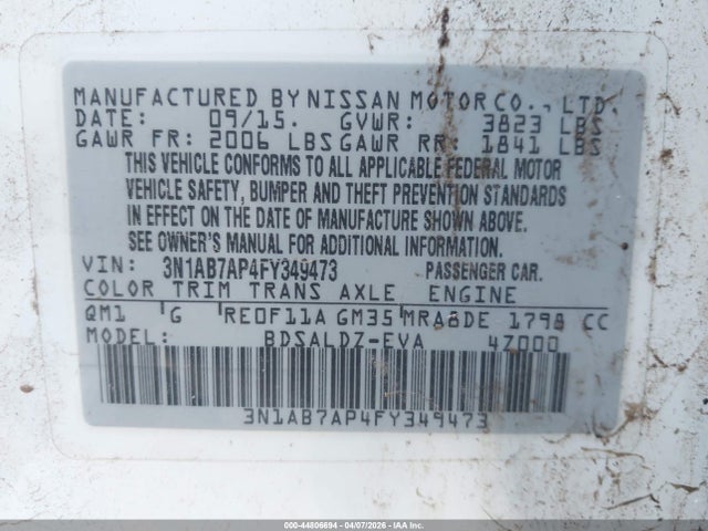 3N1AB7AP4FY349473 Nissan SENTRA SV