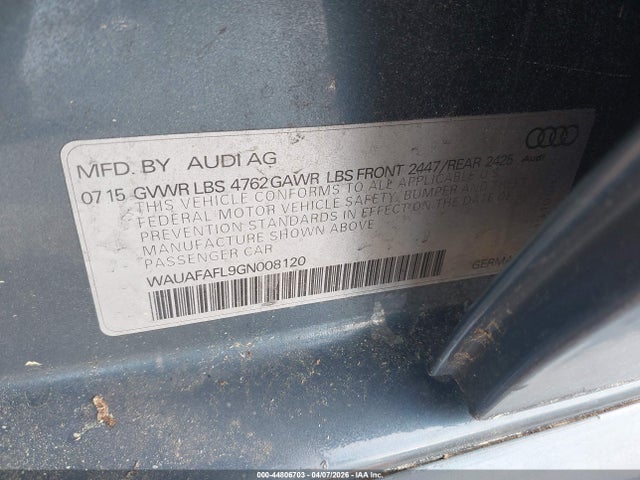 Продаж на аукціоні авто 2016 Audi A4 2.0t Premium, vin: WAUAFAFL9GN008120, номер лоту: 44806703