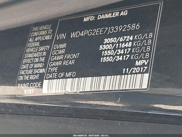 2018 MERCEDES-BENZ METRIS WD4PG2EE7J3392586 Photo 8