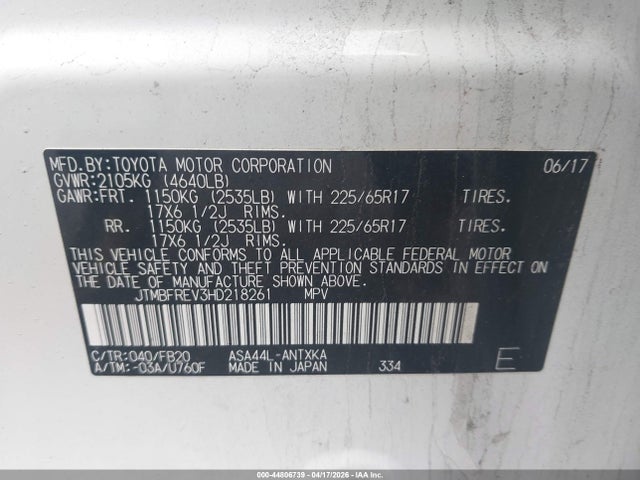 Toyota RAV4 LE 2017 JTMBFREV3HD218261 Image 9