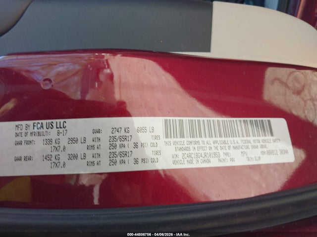 Aukcja sprzedaży 2018 Chrysler Pacifica Touring L, vin: 2C4RC1BG4JR101953, numer aukcji: 44806756
