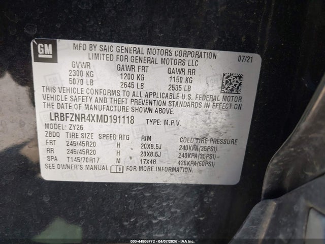 Aukcja sprzedaży 2021 Buick Envision Fwd Essence, vin: LRBFZNR4XMD191118, numer aukcji: 44806772