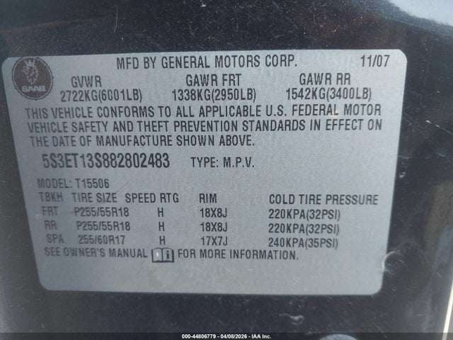 2008 SAAB 9-7X 5S3ET13S882802483 Photo 8