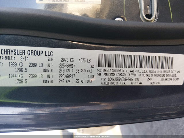 44806788 :رقم المزاد ، 1C4NJDEB4ED884769 vin ، 2014 Jeep Compass Latitude مزاد بيع