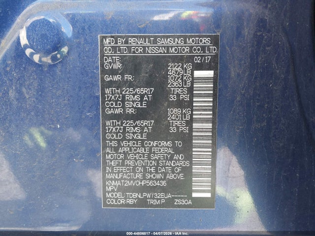 2017 NISSAN ROGUE KNMAT2MV0HP563436 Photo 8