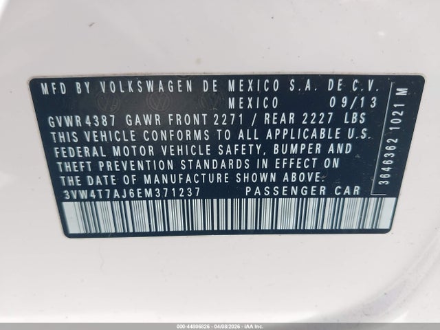 Продаж на аукціоні авто 2014 Volkswagen Jetta Gli Autobahn, vin: 3VW4T7AJ6EM371237, номер лоту: 44806826