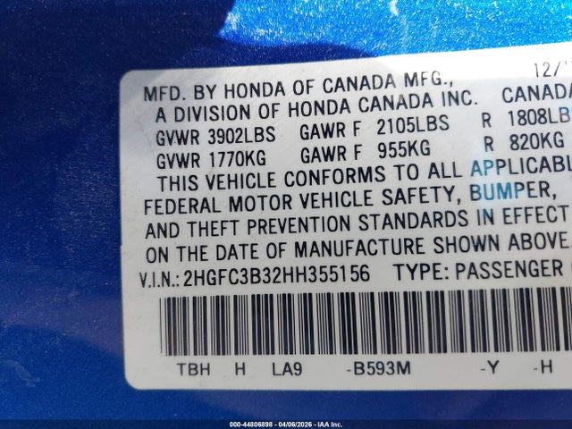 Honda Civic Ex-t 2017 2HGFC3B32HH355156 Image 9