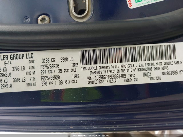 44806903 :رقم المزاد ، 1C6RR6PT0ES391489 vin ، 2014 Ram 1500 Longhorn مزاد بيع