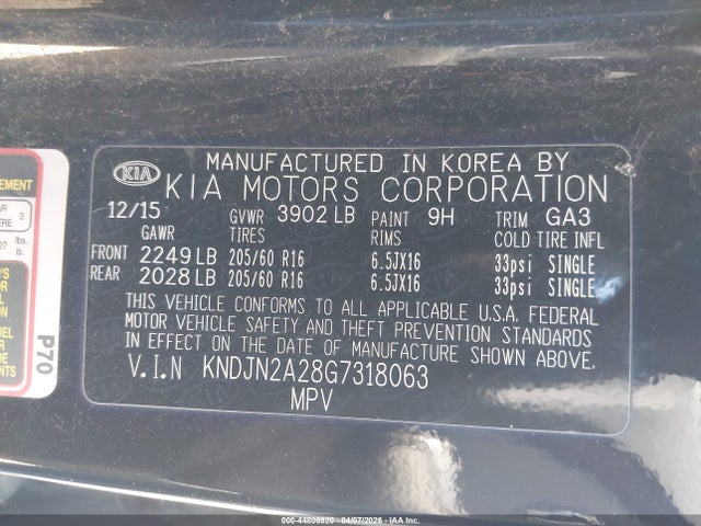 2016 KIA SOUL KNDJN2A28G7318063 Photo 8