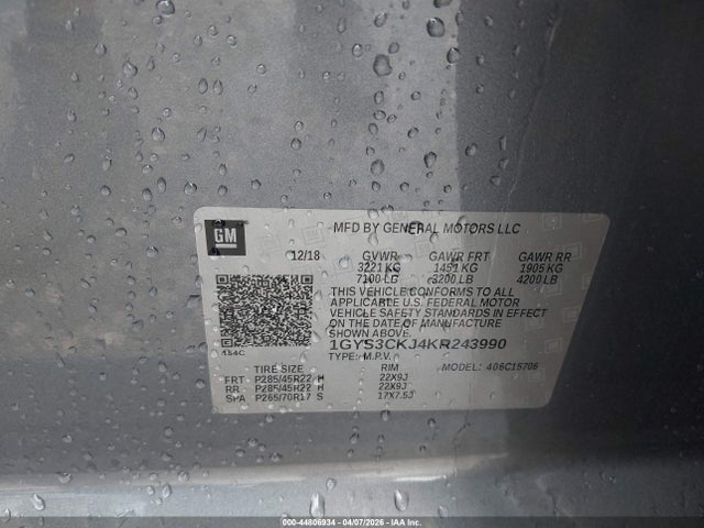 44806934 :رقم المزاد ، 1GYS3CKJ4KR243990 vin ، 2019 Cadillac Escalade Premium Luxury مزاد بيع
