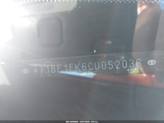 44806950 :رقم المزاد ، 4T1BF1FK6CU052036 vin ، 2012 Toyota Camry Le مزاد بيع