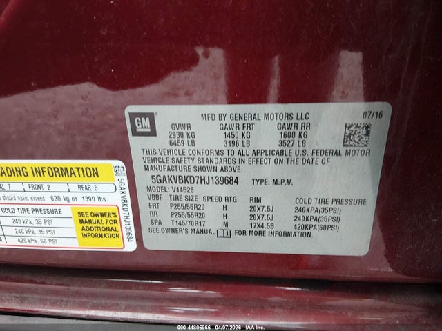 Продажа на аукционе авто 2017 Buick Enclave Leather, vin: 5GAKVBKD7HJ139684, номер лота: 44806966