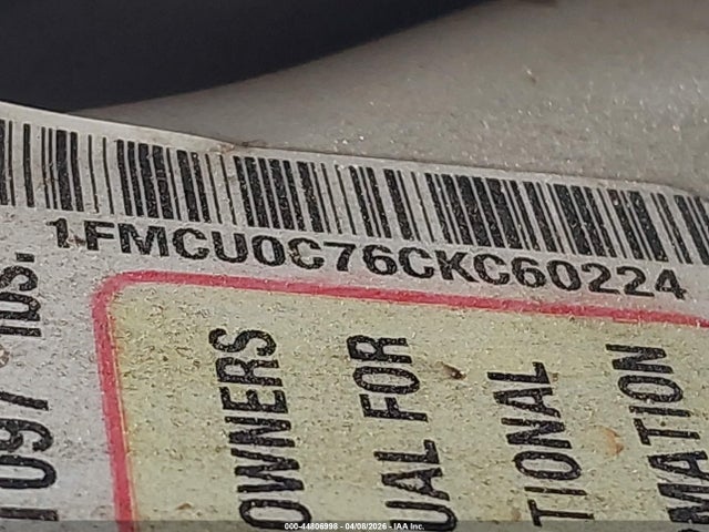 44806998 :رقم المزاد ، 1FMCU0C76CKC60224 vin ، 2012 Ford Escape Xls مزاد بيع