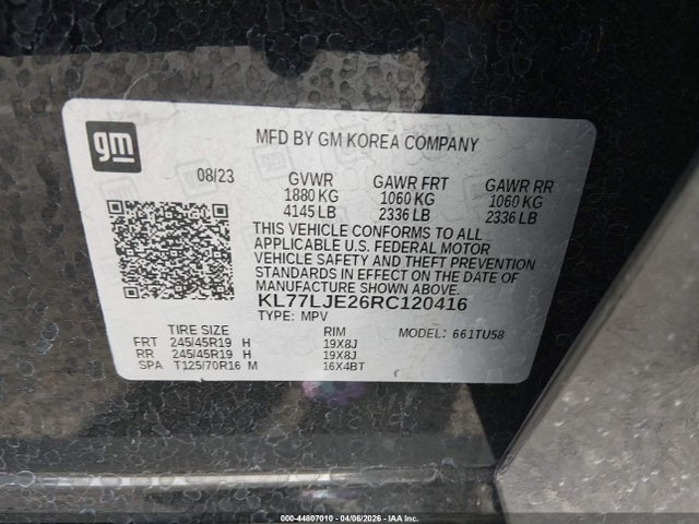 KL77LJE26RC120416 Chevrolet Trax Fwd 2rs