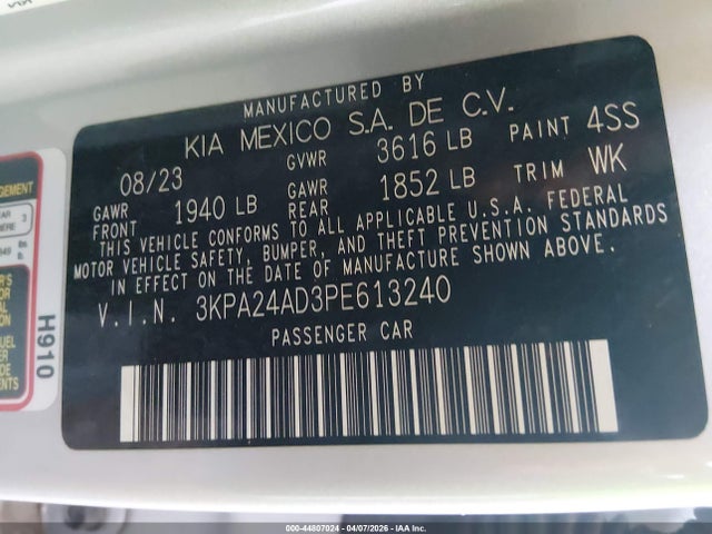 3KPA24AD3PE613240 KIA RIO S