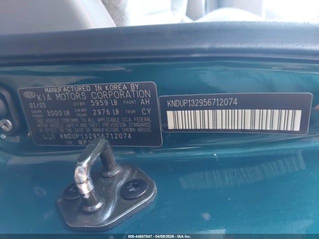 Aukcja sprzedaży 2005 Kia Sedona Ex/lx, vin: KNDUP132956712074, numer aukcji: 44807047