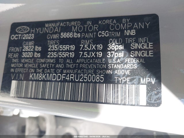 2024 Hyundai Ioniq 5 Se მანქანა იყიდება აუქციონზე, vin: KM8KMDDF4RU250085, აუქციონის ნომერი: 44807048