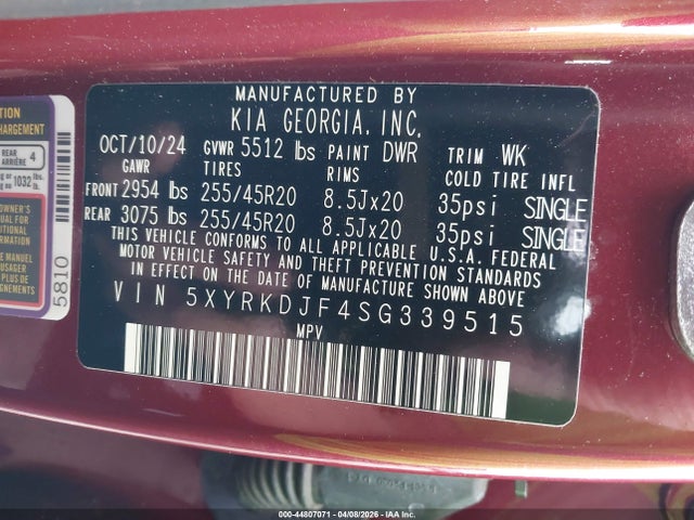 5XYRKDJF4SG339515 KIA Sorento X-line Sx Prestige