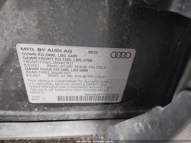 Aukcja sprzedaży 2023 Audi Q5 Sportback Premium Plus 45 Tfsi S Line Quattro S Tronic, vin: WA15AAFY1P2028226, numer aukcji: 44807105