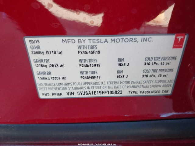 5YJSA1E19FF105823 Tesla Model S 60/70/85