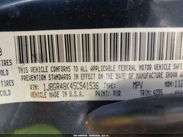 2005 Jeep Grand Cherokee Laredo მანქანა იყიდება აუქციონზე, vin: 1J8GR48K45C541536, აუქციონის ნომერი: 44807156