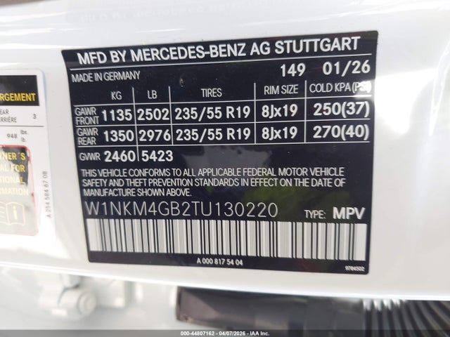 Продаж на аукціоні авто 2026 Mercedes-benz Glc 300, vin: W1NKM4GB2TU130220, номер лоту: 44807162