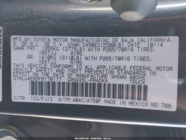 Toyota Tacoma Base V6 2015 3TMLU4EN5FM170177 Image 9