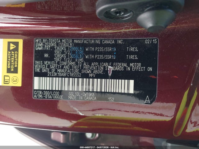 Продажа на аукционе авто 2015 Lexus Rx 350, vin: 2T2ZK1BA8FC185552, номер лота: 44807217