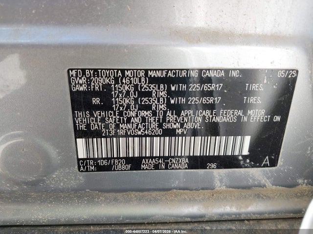 Toyota RAV4 LE 2025 2T3F1RFV0SW546200 Image 9