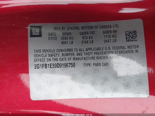 Продажа на аукционе авто 2013 Chevrolet Camaro 1lt, vin: 2G1FB1E39D9196750, номер лота: 44807230