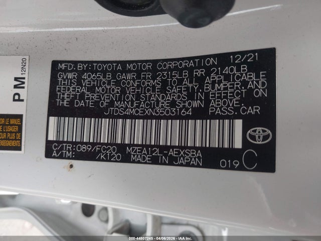 JTDS4MCEXN3503164 Toyota COROLLA SE