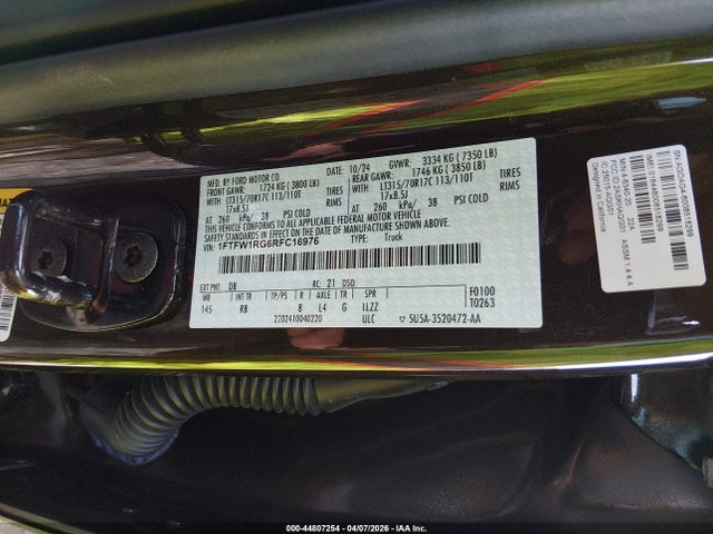 Aukcja sprzedaży 2024 Ford F-150 Raptor, vin: 1FTFW1RG6RFC16976, numer aukcji: 44807254