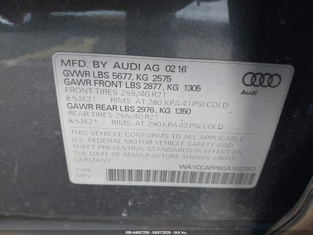 WA1CCAFP8GA102353 Audi Sq5 3.0t Premium Plus