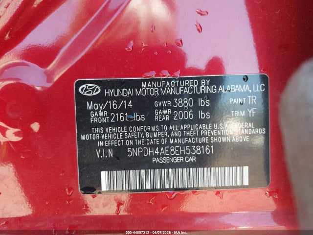 Продаж на аукціоні авто 2014 Hyundai Elantra Se, vin: 5NPDH4AE8EH538161, номер лоту: 44807312