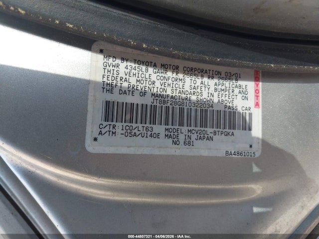 2001 LEXUS ES 300 JT8BF28G810322034 Photo 8