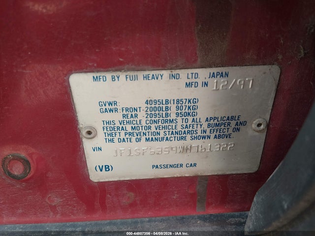 1998 Subaru Forester L მანქანა იყიდება აუქციონზე, vin: JF1SF6359WH761322, აუქციონის ნომერი: 44807356