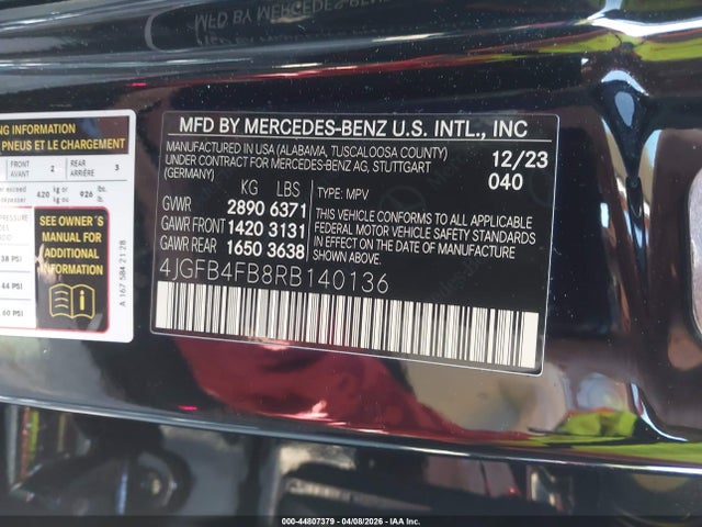 Продажа на аукционе авто 2024 Mercedes-benz Gle 350 4matic, vin: 4JGFB4FB8RB140136, номер лота: 44807379