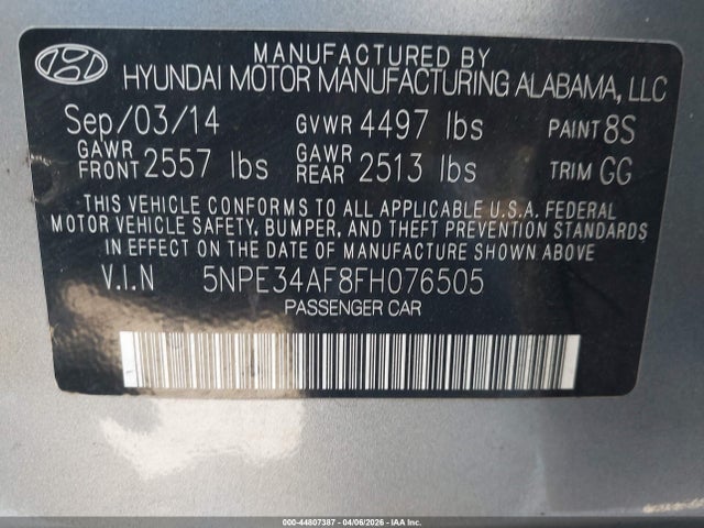 Hyundai Sonata Sport 2015 5NPE34AF8FH076505 Image 9