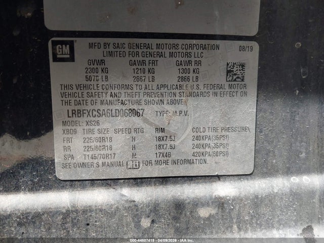 Aukcja sprzedaży 2020 Buick Envision Fwd Essence, vin: LRBFXCSA6LD068067, numer aukcji: 44807419