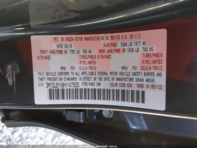 3MYDLBYV8HY147500 Toyota YARIS IA