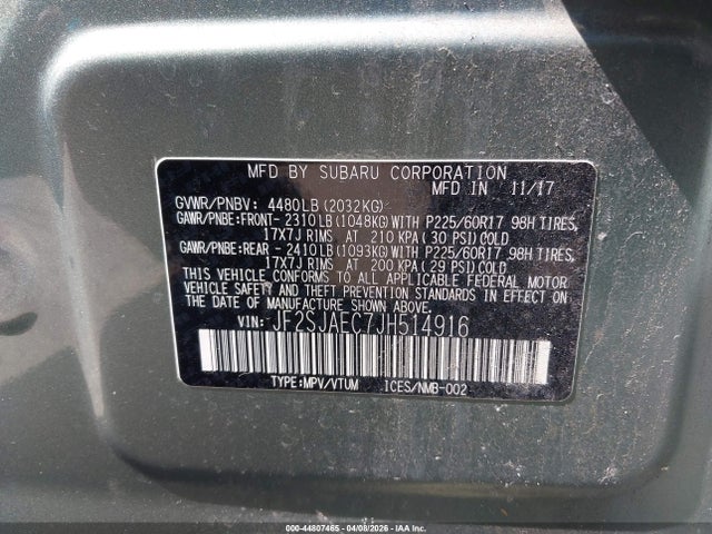 Aukcja sprzedaży 2018 Subaru Forester 2.5i Premium, vin: JF2SJAEC7JH514916, numer aukcji: 44807465
