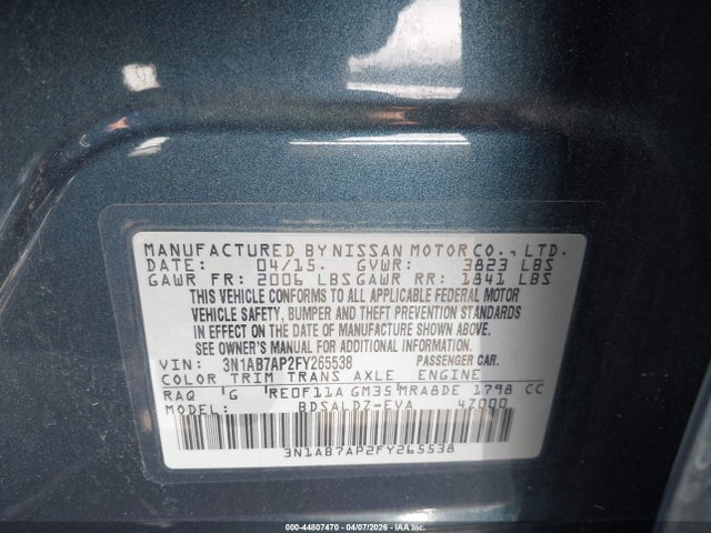 Nissan SENTRA SV 2015 3N1AB7AP2FY265538 Image 9