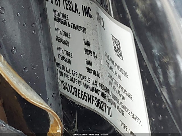 Продаж на аукціоні авто 2022 Tesla Model X Plaid Tri Motor All-wheel Drive, vin: 7SAXCBE65NF362710, номер лоту: 44807509