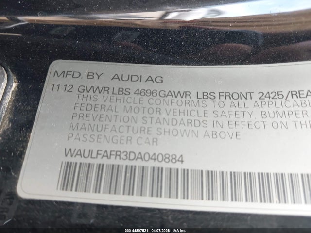 Aukcja sprzedaży 2013 Audi A5 2.0t Premium, vin: WAULFAFR3DA040884, numer aukcji: 44807521