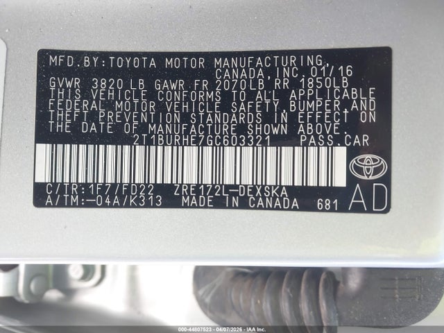 Toyota Corolla S Plus 2016 2T1BURHE7GC603321 Image 9