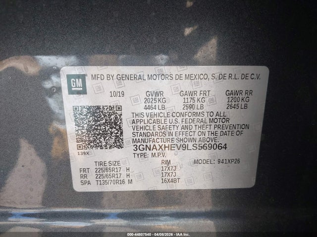 3GNAXHEV9LS569064 Chevrolet Equinox Fwd Ls