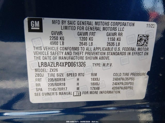Aukcja sprzedaży 2023 Buick Envision Preferred Fwd, vin: LRBAZLR4XPD061326, numer aukcji: 44807571