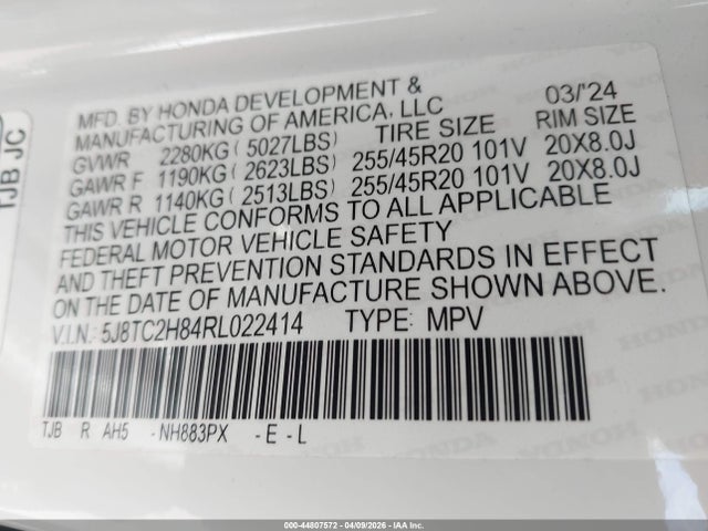 Продаж на аукціоні авто 2024 Acura Rdx A-spec Advance Package, vin: 5J8TC2H84RL022414, номер лоту: 44807572